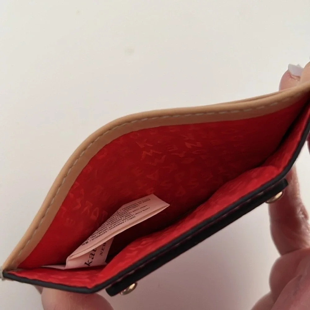 Kate Spade Graham Wellesley Pink Tan‎ Leather Card Holder EUC Slim Wallet